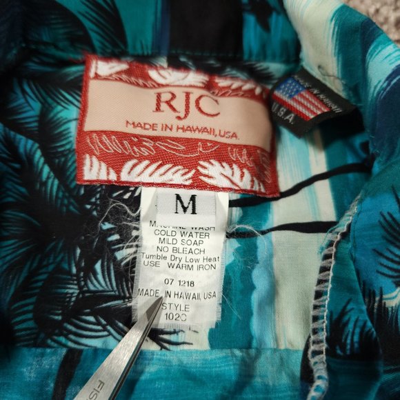 RJC Hawaiian Button Shirt Mens Medium Short Sleeve Pocket Aloha Made in USA - Picture 6 of 10